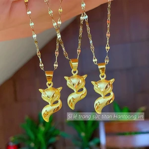 Vòng cổ titan nữ mặt hồ ly nhỏ mạ vàng thiết kế thời trang sang chảnh