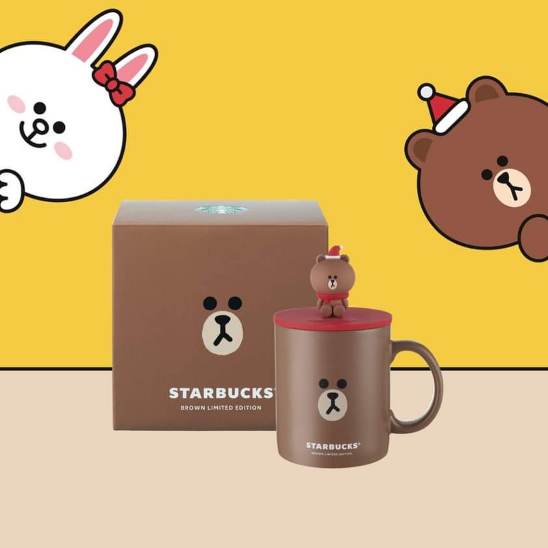 Cốc Mug Starbucks x Line Friends Brown Bear W Topper 354ml | Shopee ...