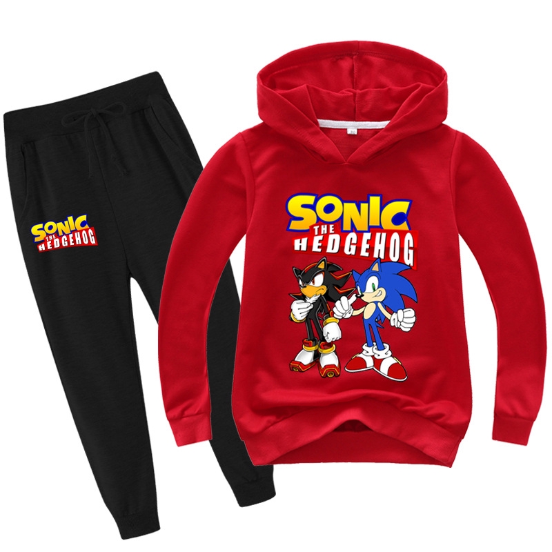 Bộ đồ Sonic the Hedgehog cho bé: áo hoodie và quần, thời trang bé trai