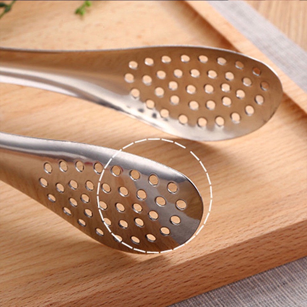 Kẹp xéo,kẹp không găng gắp thức ăn / salad bằng thép không gỉ,Kẹp đồ ăn đa năng thiết kế xéo nhiều lỗ