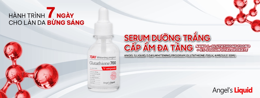 Mô tả Serum Dưỡng Trắng Da, Cấp Ẩm Đa Tầng Angel's Liquid Glutathione 700mg + 5% HA 7Day Whitening Program 30ml - 1