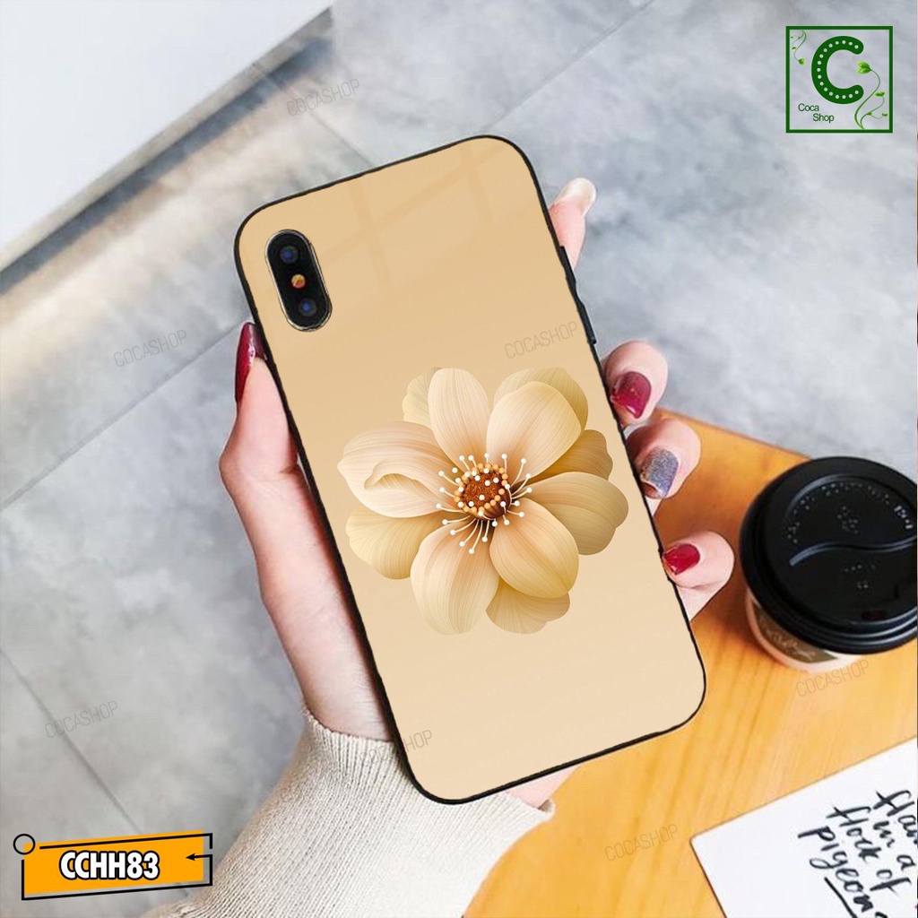 Ốp lưng iphone mặt kính in hình siêu đẹp, chống chày xước - Bông Hoa nhiều cánh khoe sắc mãnh liệt
