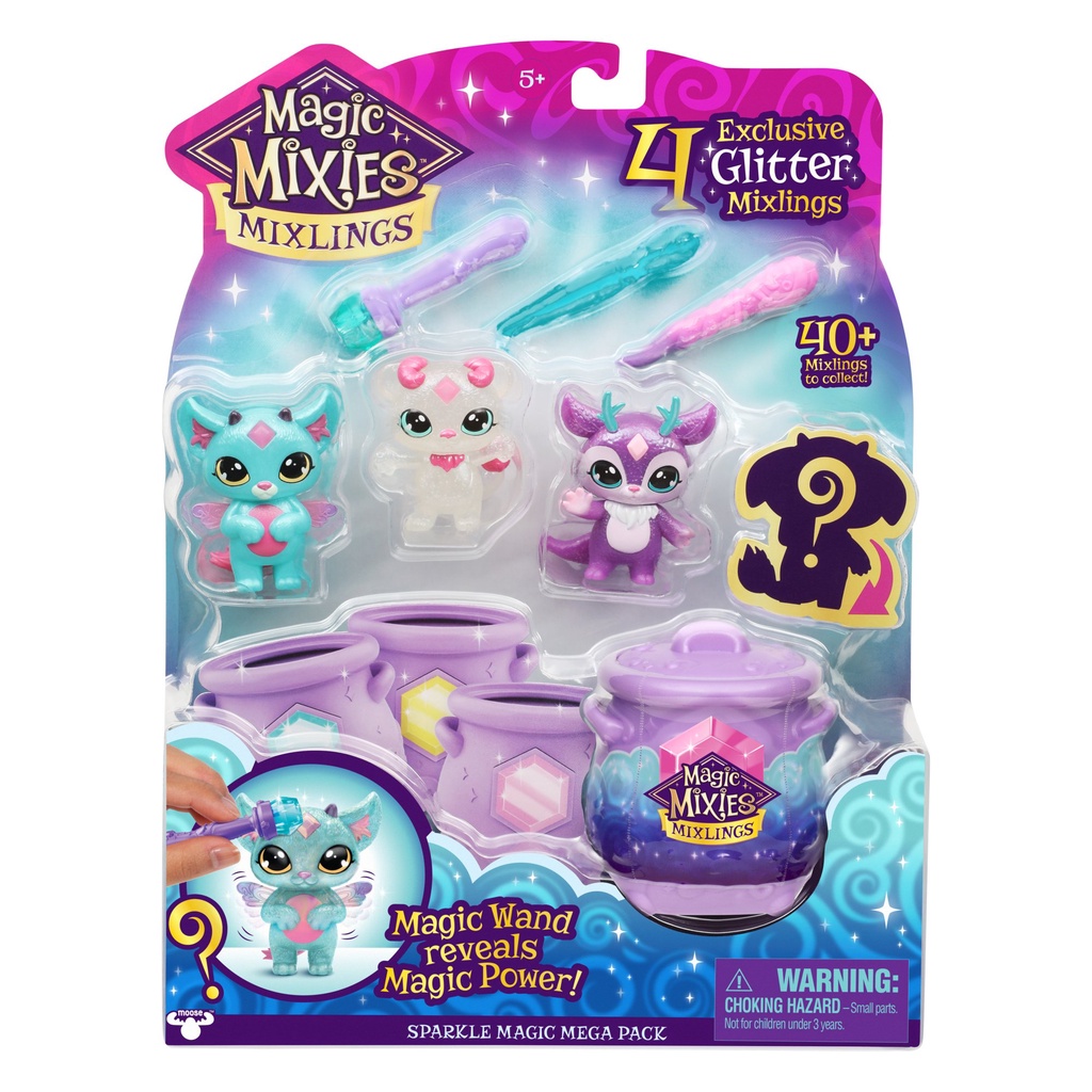 Magic Mixies Mixlings Sparkle Magic Mega 4 Pack, Magic Wand Reveals Magic Power Bộ 4 Cây Đũa Thần Màu Sắc Sặc Sỡ