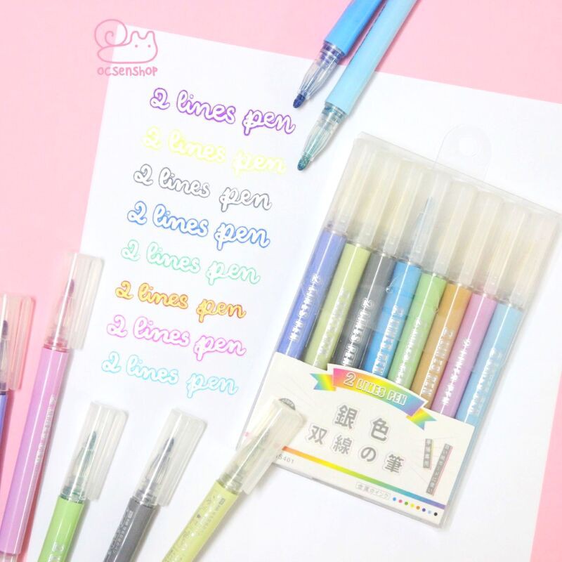 Bút nhũ viền màu 2 lines (1 chiếc - màu ngẫu nhiên)