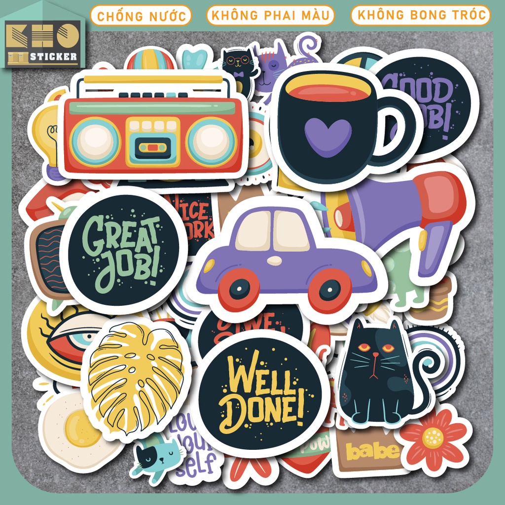 Nguyên bộ Sticker Nhiều thể loại chống nước sticker dán laptop, điện ...