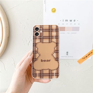 Ốp lưng iphone cạnh vuông Bear caro dành cho iphone 6 đến 16promax - E173