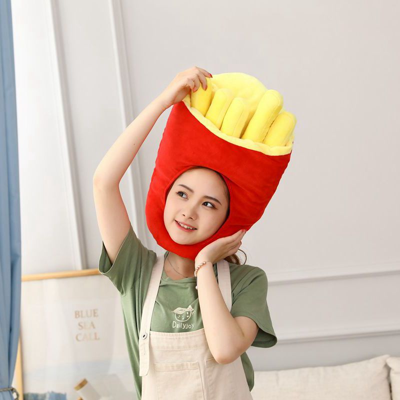 Siy7 Thực Phẩm Sang Trọng Nón Hamburger Khoai Tây Chiên Pháp Cosplay Sang Trọng Mũ Đồ Chơi Búp Bê Nhồi Bông Quà Tặng Cho Trẻ Em Bé Gái Hình Ảnh Dễ Thương Pr