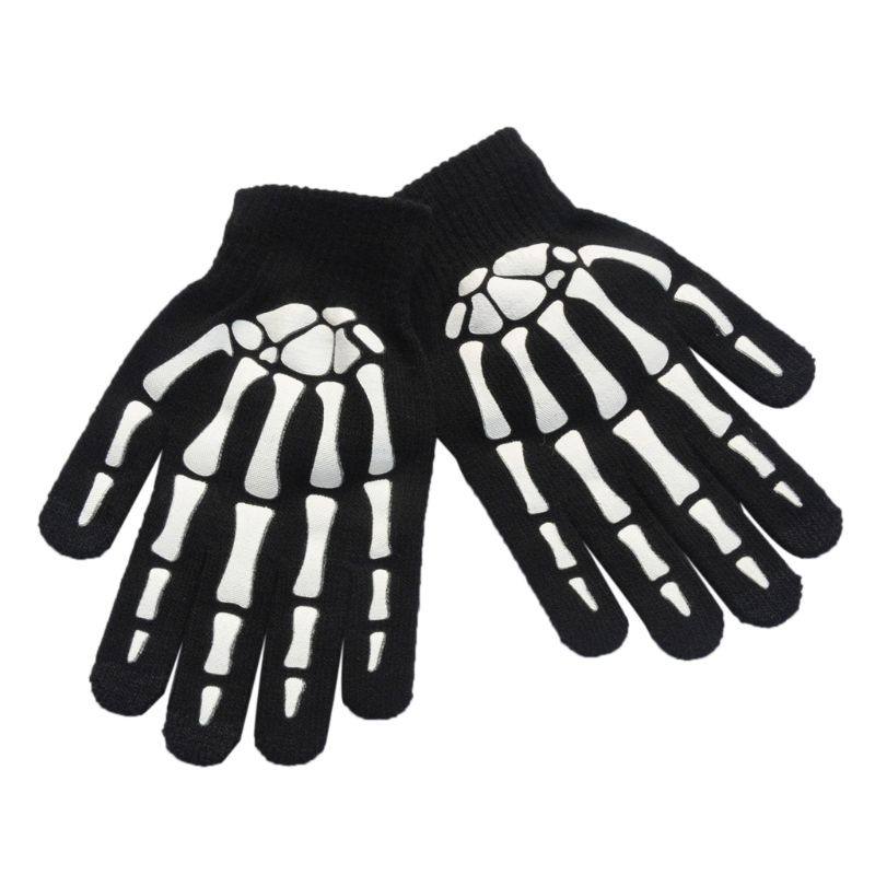 Unisex Adult Children Winter Cycling Full Fingered Gloves Halloween Horror Skull