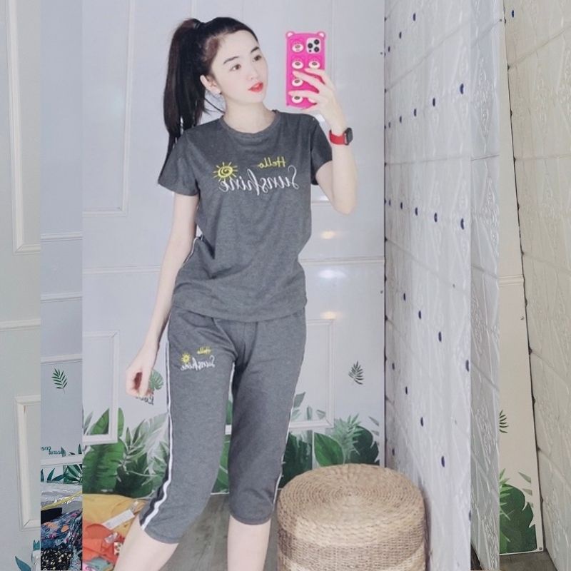 Đồ Bộ Mặc Nhà Nữ Quần Lửng Bigsize Thun Cotton Co Giãn - Set Đồ Bộ Nữ Mùa Hè Trung Niên ESHOP DB21