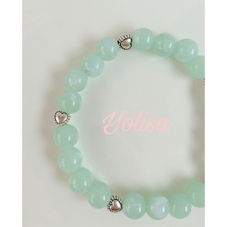 Vòng tay nữ chuỗi hạt handmade Mint Stone kết hợp với charm trái tim