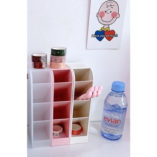 Giá kệ nhựa 2 tầng để bàn nhỏ xinh, ống cắm bút, dao unbox cute...