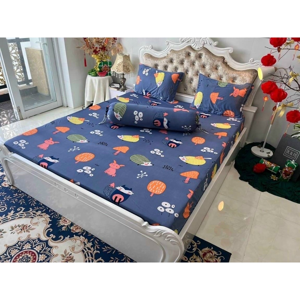 Bộ ga thun hàn quốc 4 món rẻ đẹp NHÍM XÁM