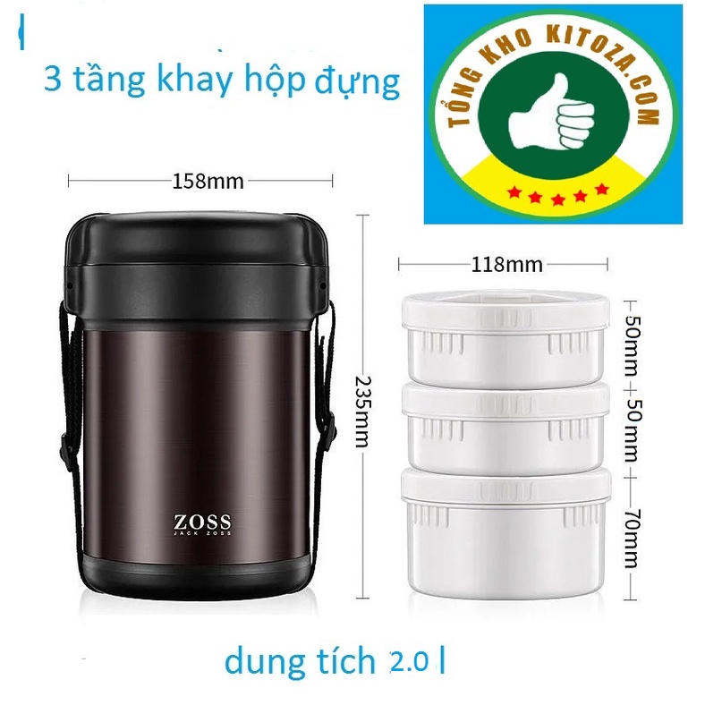 Hộp Cơm Giữ Nhiệt 2.5lít 4 Tầng Inox sus304  Kèm Bộ Thìa Đũa-cao cấp-sang trọng-tiện dụng-thế hệ mới tongkhokitoza.com