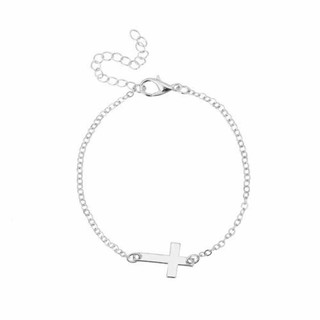 Vòng tay mặt hình cây thánh giá đơn giản tinh tế unisex  - Vòng tay dây xích đồng xu kiểu dáng cổ điển thanh lịch