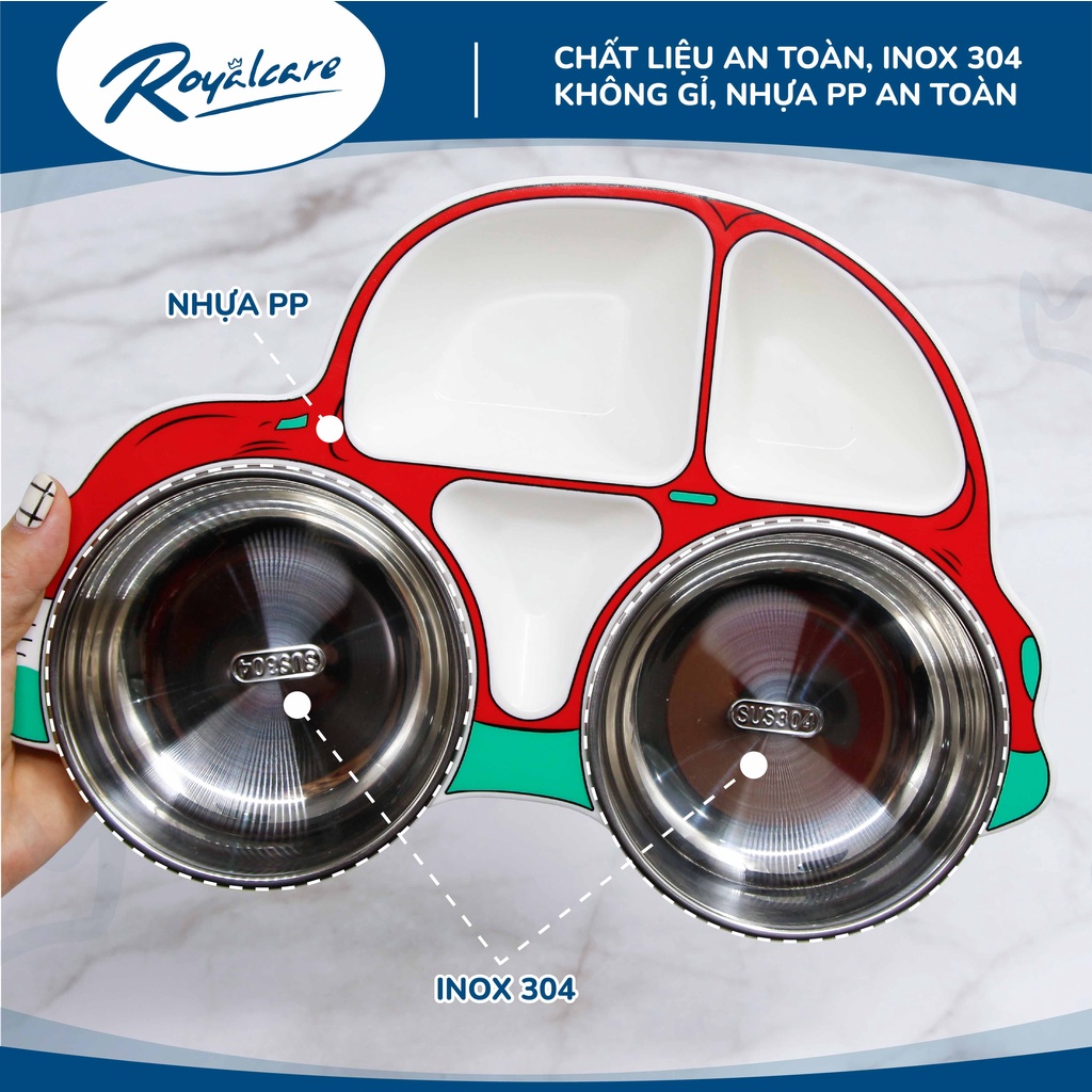 Ảnh Khay ăn dặm cho bé bằng Inox cao cấp Royalcare phù hợp ăn BLW, ăn dặm kiểu Nhật và truyền thống 3