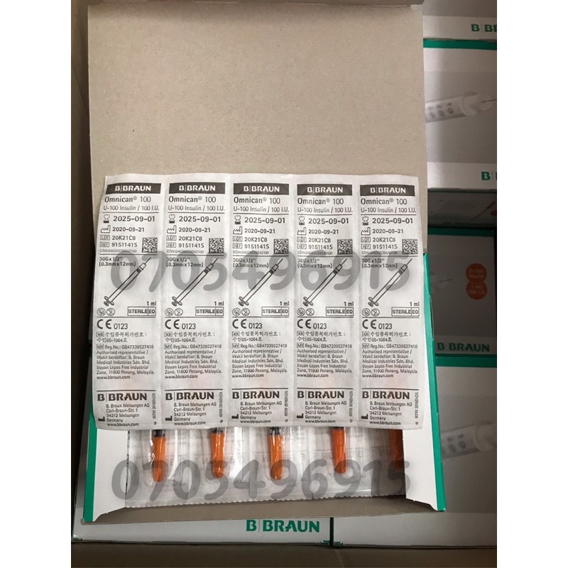 kim chích tiểu đường Isulin Braun Iu100 - Hộp 100 cái