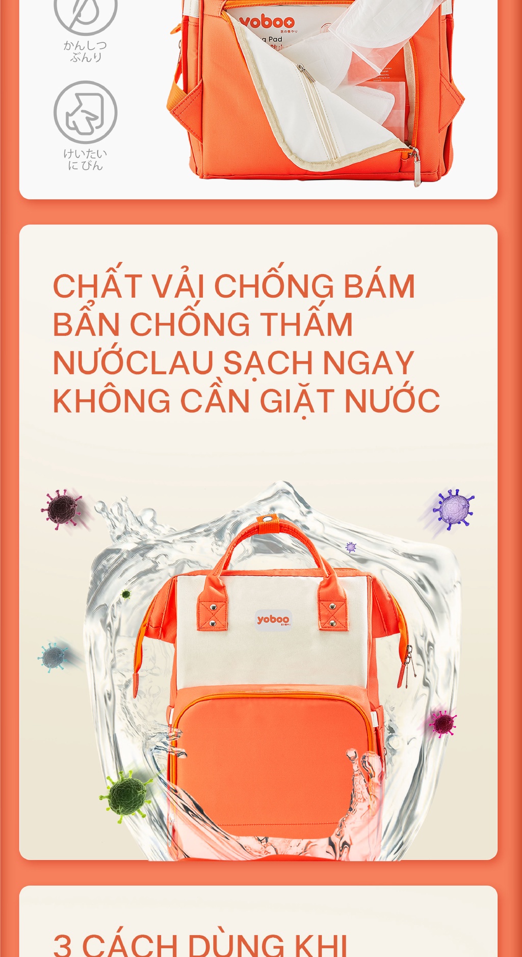 Mô tả Balo bỉm sữa đa năng cho mẹ và bé Yoboo YB-005 chống thấm nước sức chứa lớn 20L nhiều ngăn chứa đồ - Hàng chính hãng - 4