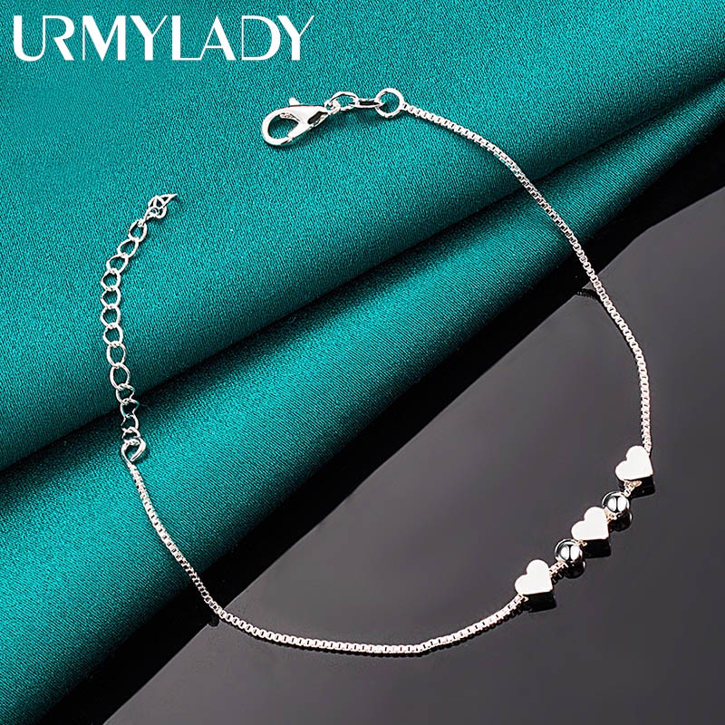 Bạc 925 Dây Chuyền và Vòng Tay Trái Tim Tròn Hạt Hộp Cho Cô Dâu - Phong Cách Thời Trang Quyến Rũ