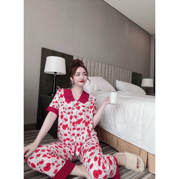 Đồ Bộ Pyjama cổ 2 lá mặc nhà mặc ngủ xinh xinh
