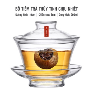 Tiềm trà, chén khải thủy tinh thanh khiết khiết chịu nhiệt giá rẻ, dung tích 200ml