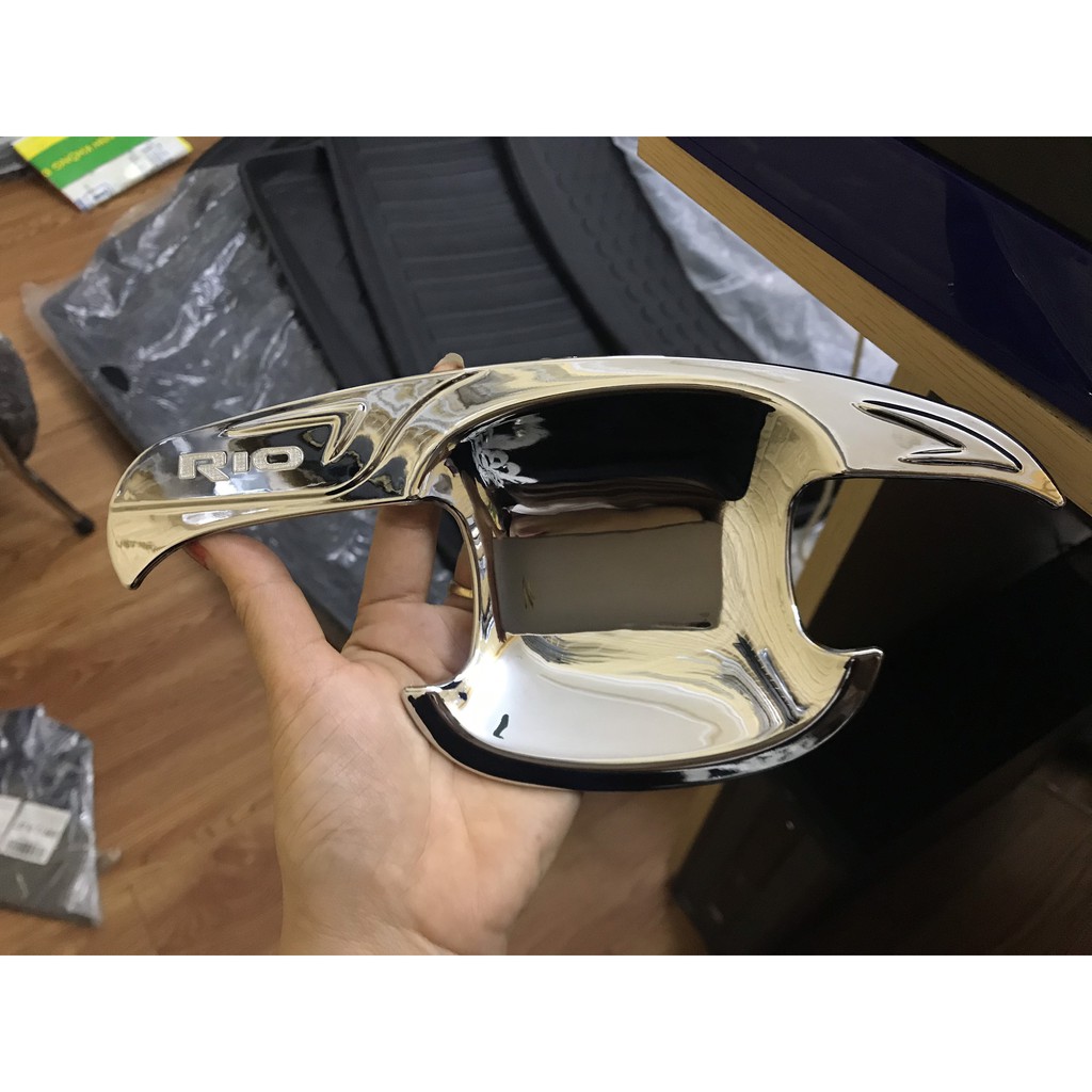 Ốp tay nắm, hõm cửa xe Kia Rio bản sedan/ Hatchback 2015- 2024 dùng chung mẫu, chất liệu ABS mạ Crom cao cấp