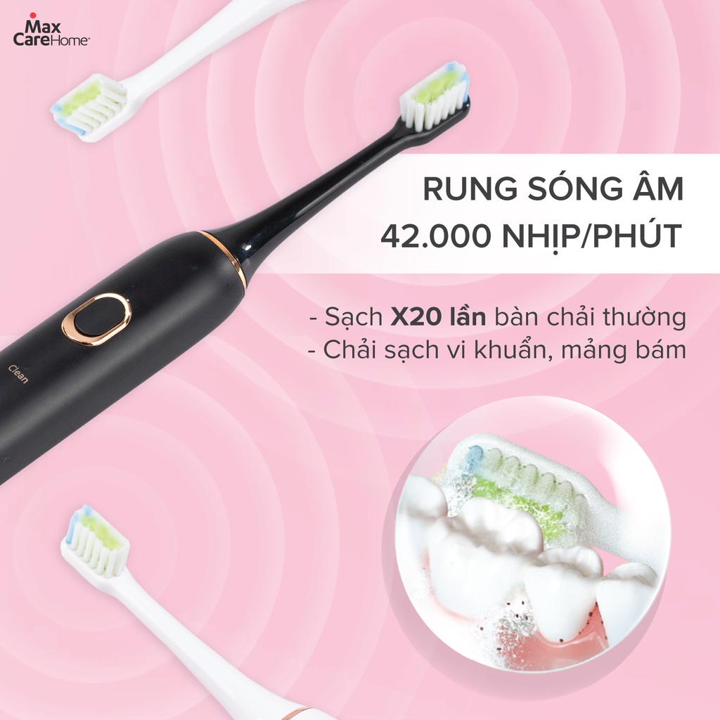 Ảnh Bàn Chải Điện Sạch Sâu Maxcare Hera Whitening SE Nhật Bản Công Nghệ Sóng Âm Sonic, 4 Chế Độ Đánh Răng, 30 Ngày Sạc 1 Lần 3