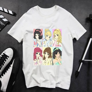 Áo thun tay ngắn cổ tròn Nữ in hình Công Chúa Dễ thương chất cotton mềm mịn