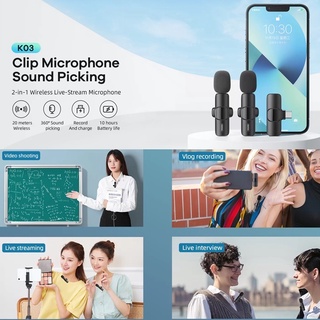 Bộ Microphone Live-Stream không dây Remax K02 cổng LaiNing (Đen)