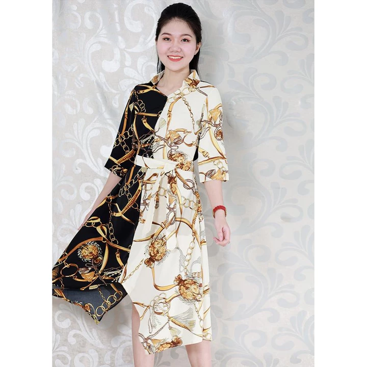 45-68kg VÁY XÒE HOA KIỂU ĐẦM SƠ MI CAO CẤP CỘT EO - VÁY ĐẦM CÔNG SỞ NỮ, ĐẦM THIẾT KẾ CAO CẤP - ĐẦM SƠ MI NỮ D3125