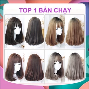 TÓC NGUYÊN ĐẦU/ TÓC GIẢ BỘ LƯỚI HOA CỤP NGANG VAI TẶNG LƯỚI TRÙM