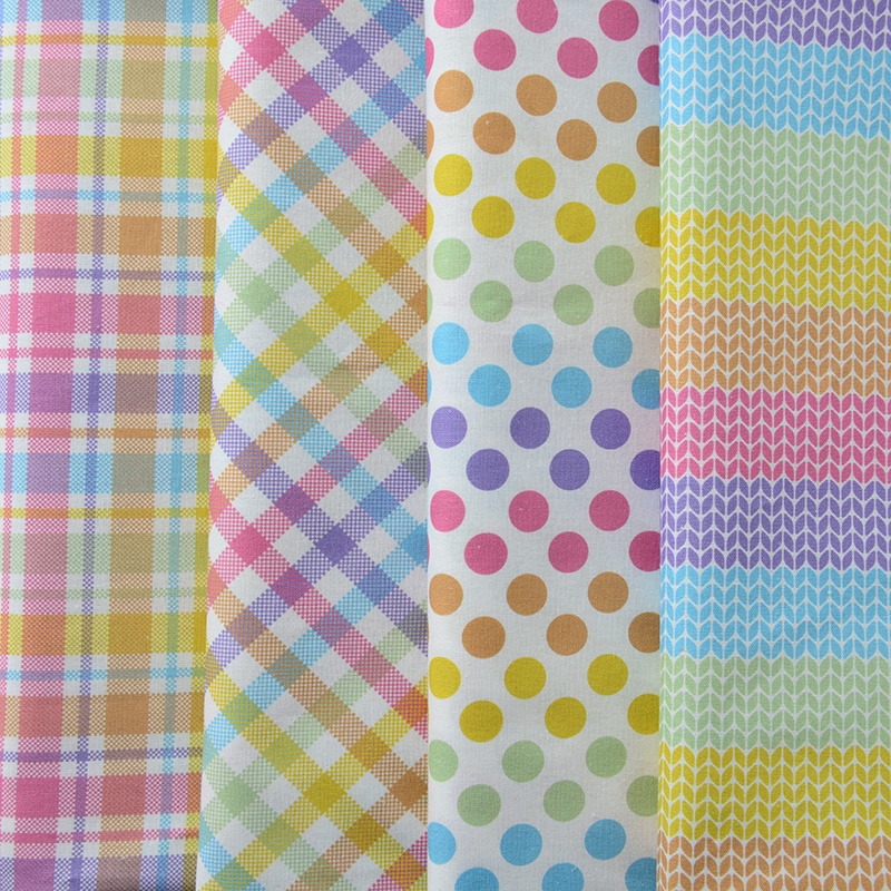 Cầu Vồng Hình Học In Vải Nhật Bản Phong Cách Hàn Quốc Trẻ Em Đầm Quần Bé DIY May Vải Cotton TJ7690