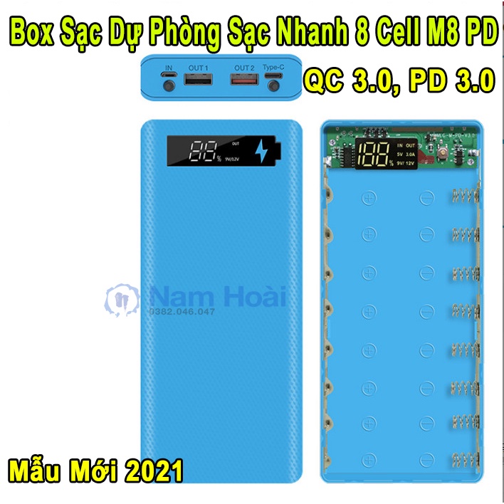 [HCM]Box sạc dự phòng 8 cell sạc nhanh QC 3.0 PD 3.0 M8 PD | Shopee ...