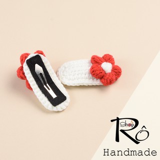 Kẹp tóc mái hoa len Hàn Quốc cho nữ và bé gái 6cm |Cặp tóc handmade hàng đẹp |Shop Rô Handmade