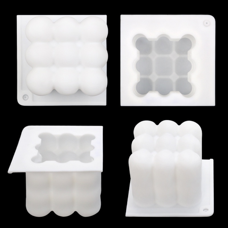 Khuôn Làm Nến Thơm Bằng Silicone Hình Khối Rubik 3D