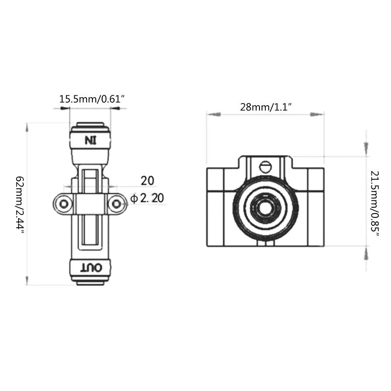 Đồng hồ đo lưu lượng nước cảm biến G1/4" thường mở dùng cho máy lọc nước