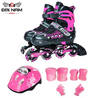 Bộ Giày Trượt Patin Bánh Cao Su Phát Sáng M-gro Chỉnh Size Đại Nam Sport + Tặng Kèm Bộ Bảo Hộ