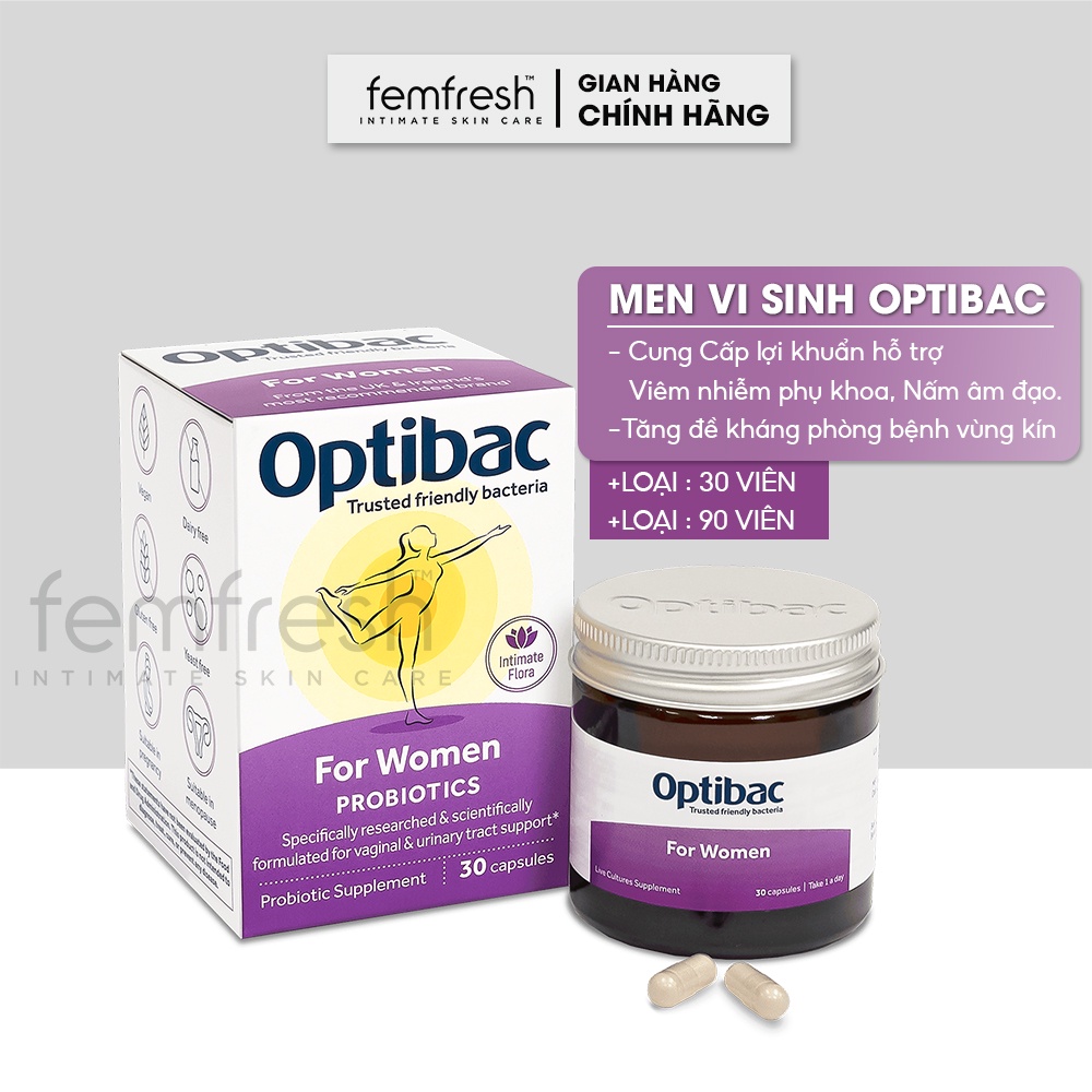 [Mã BMLTB200 giảm đến 100K đơn 499K] Men Vi Sinh Optibac Probiotics For Women (Optibac Tím) Hộp 30 viên/ 90 viên