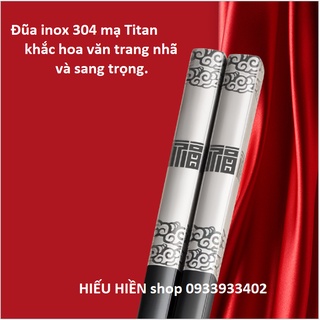 Set 2 đôi Đũa INOX 304 Mạ TiTan Vàng- Xám Chống Trượt Phong Cách Nhật Hàn - Đũa Cao Cấp.