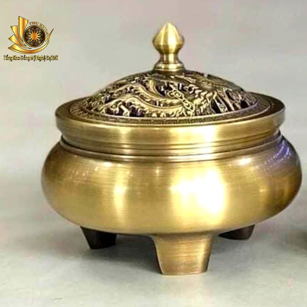 [LOẠI 1] Lư Xông Trầm 3 Chân Bằng Đồng Kèm Đôn Đúc Nguyên Khối Cao Cấp Chạm Trổ Tinh Xảo Đồ Đồng Đại Bái