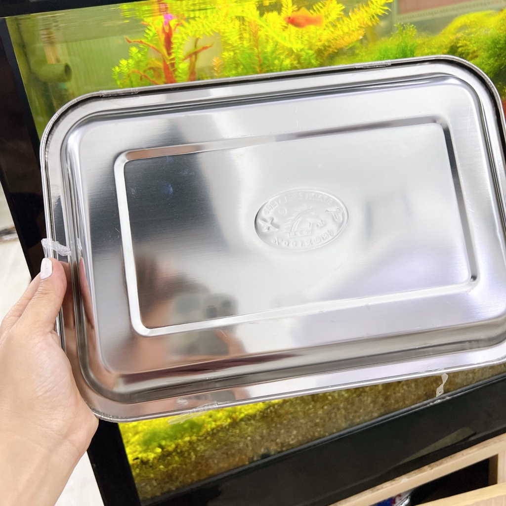 Khay mâm inox chữ nhật cạn đủ size vừa đến lớn