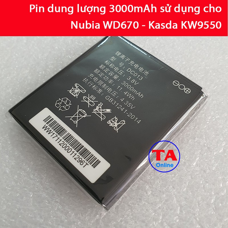 Pin thay thế cho Nubia WD670 - Kasda KW9550 dung lượng 3000mAh Shopee Việt Nam
