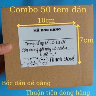 Set 50 tem mã đơn hàng có sẵn keo kích thước 10x7cm