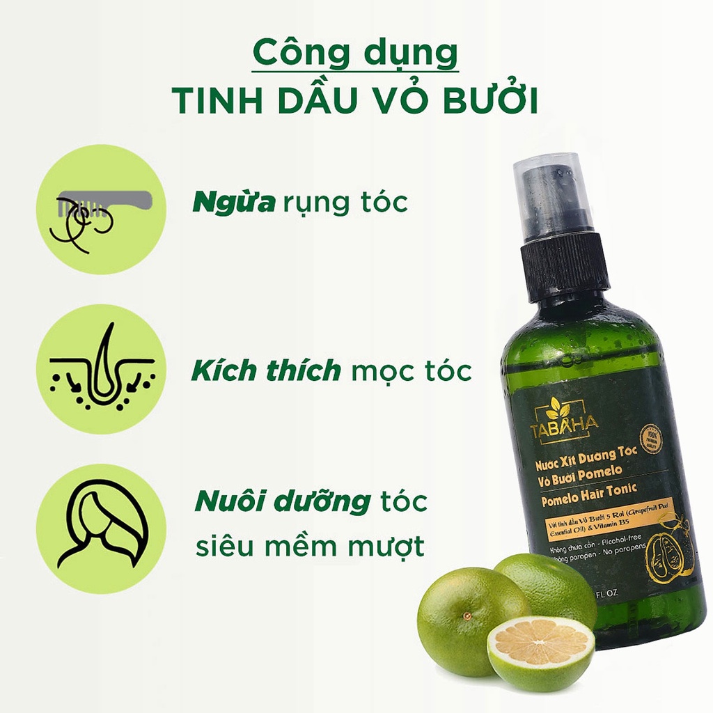 Ảnh Nước xịt dưỡng tóc tinh dầu vỏ bưởi Tabaha 120ml giảm rụng tóc cho mẹ sau sinh 2
