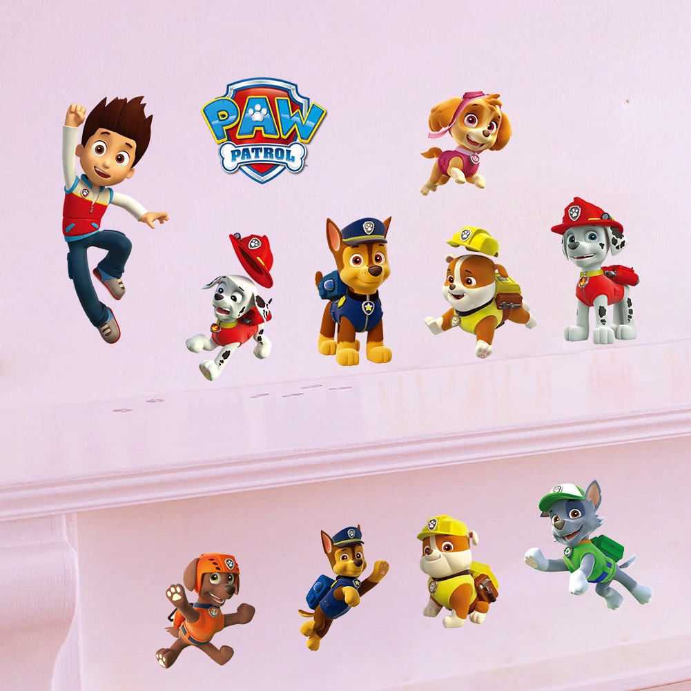ST2 PAW Patrol 3D Giấy Dán Tường Ba Chiều Miếng Dán Trẻ Em Phòng Ngủ Phòng Khách Trang Trí Tiệc Sinh Nhật Trang Trí Gi