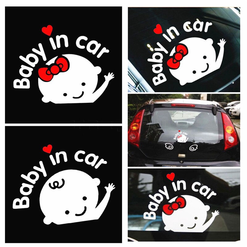 Miếng dán trang trí hình em bé hoạt hình và chữ cái Baby In Car đáng yêu dành cho kính chắn gió xe hơi