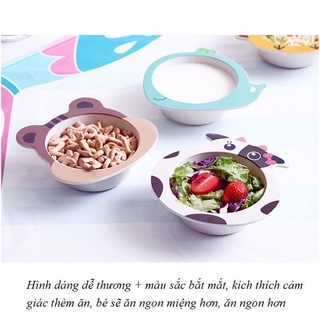 Bát Bột Phíp Ăn Dặm Hình Thú Trẻ Em Ngộ Nghĩnh Cam Homeware