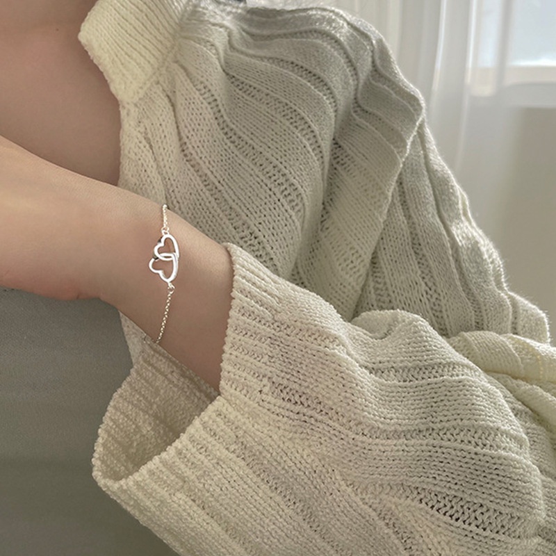 Vòng Tay Dây Xích Khóa Trái Tim Đôi Có Thể Điều Chỉnh Thời Trang Cho Nữ / Bé Gái