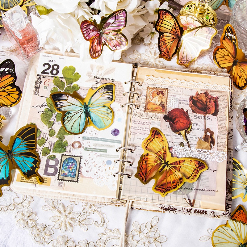 Sticker vintage dán trang trí 10 mếng Butterfly HD140 - K58 DIY Crafts, Scrapbook, Journal, Diary, Planner.