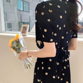 M-4xl Váy ngắn tay hoa cúc hàn quốc dành cho nữ