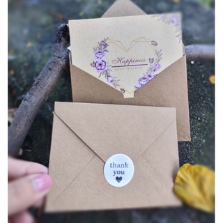 3 Thiệp cảm ơn, Thiệp Thank You, Thiệp Vintage (Bộ thiệp gồm 1 thiệp, 1 p.bì)